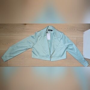 Zara Light Green Women's Cropped Blazer